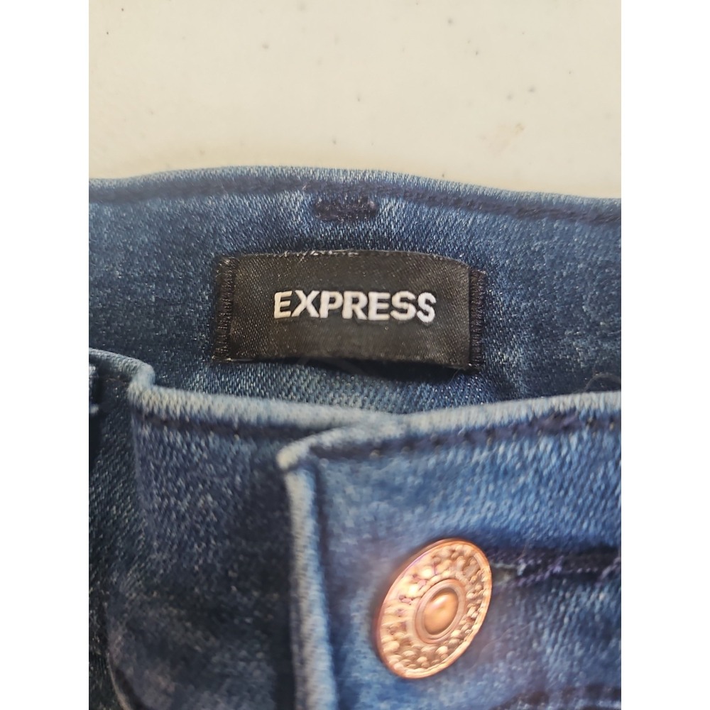 Express Jeans Denim Shorts Cuffed Dark Wash Stretch Casual Women's Size 0 - Picture 3 of 4